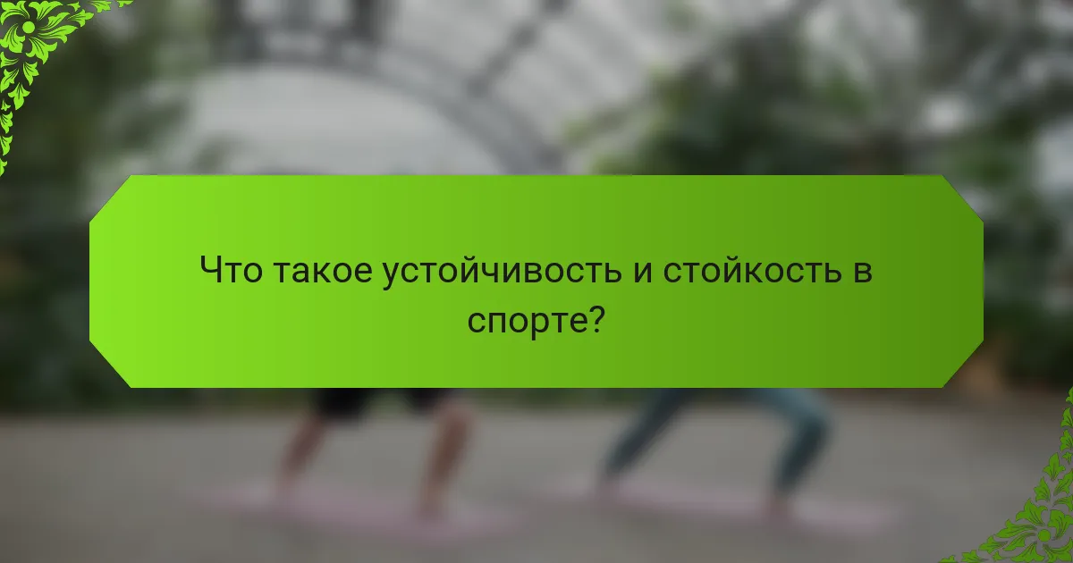 Что такое устойчивость и стойкость в спорте?