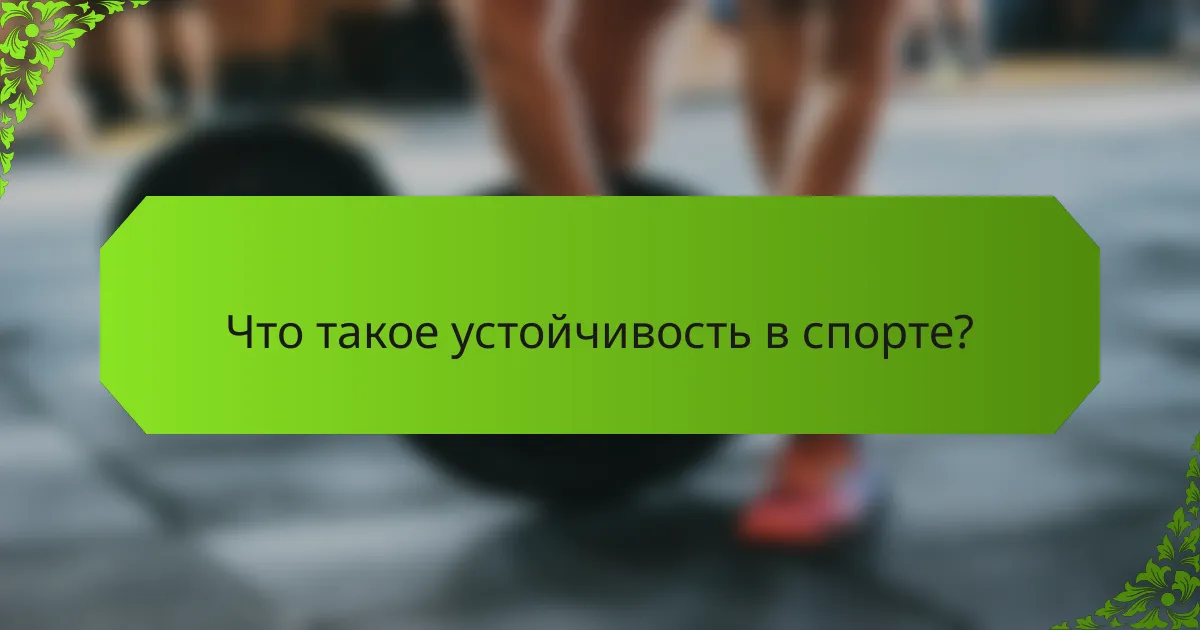 Что такое устойчивость в спорте?