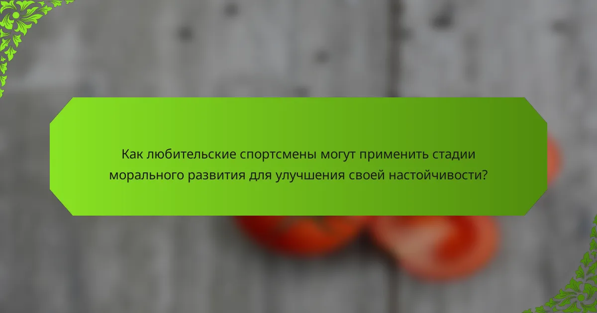 Как любительские спортсмены могут применить стадии морального развития для улучшения своей настойчивости?