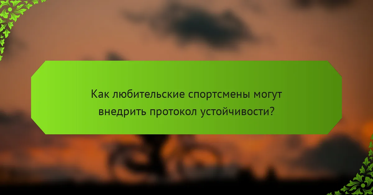 Как любительские спортсмены могут внедрить протокол устойчивости?