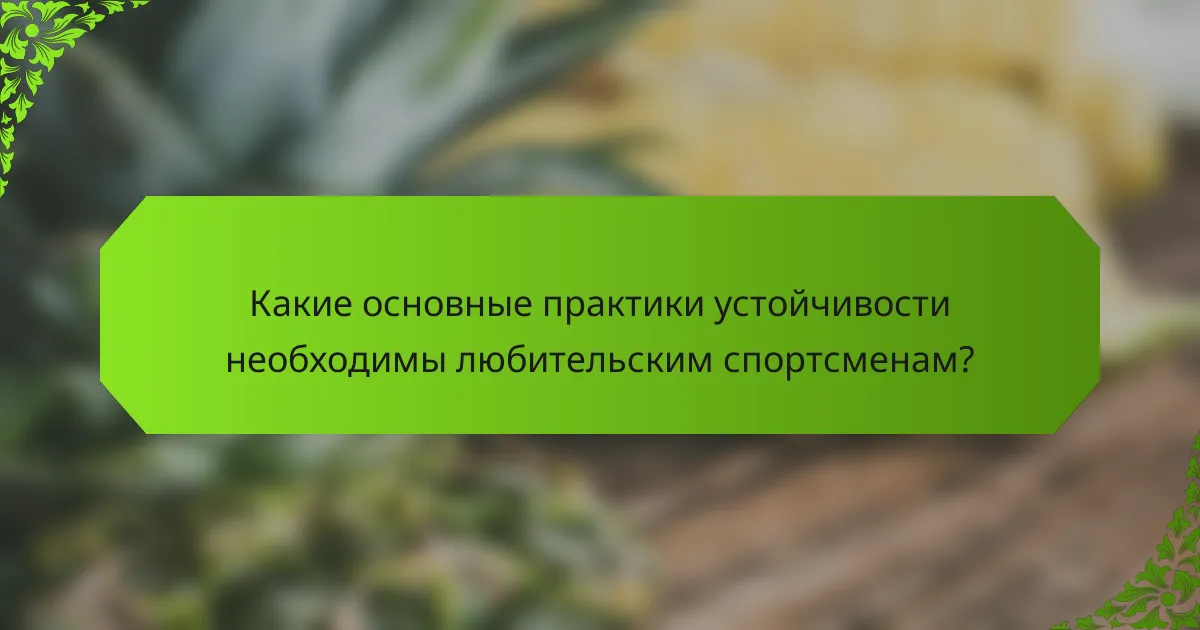 Какие основные практики устойчивости необходимы любительским спортсменам?
