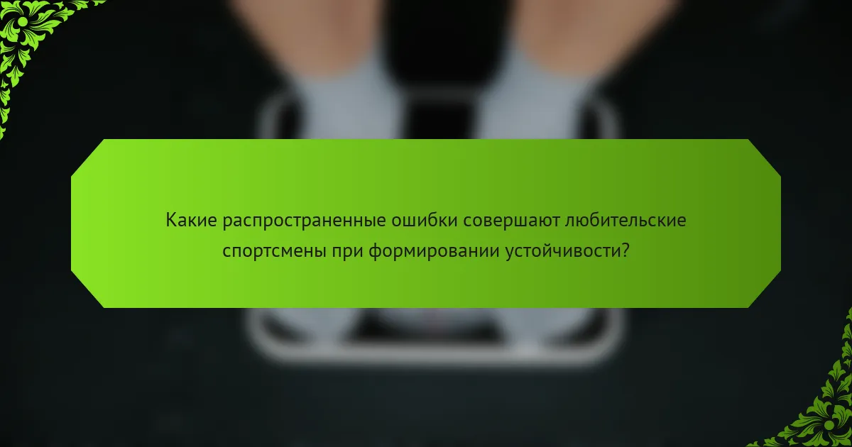Какие распространенные ошибки совершают любительские спортсмены при формировании устойчивости?