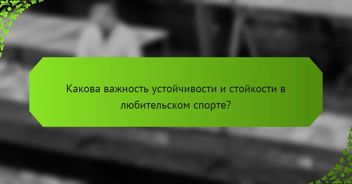 Какова важность устойчивости и стойкости в любительском спорте?