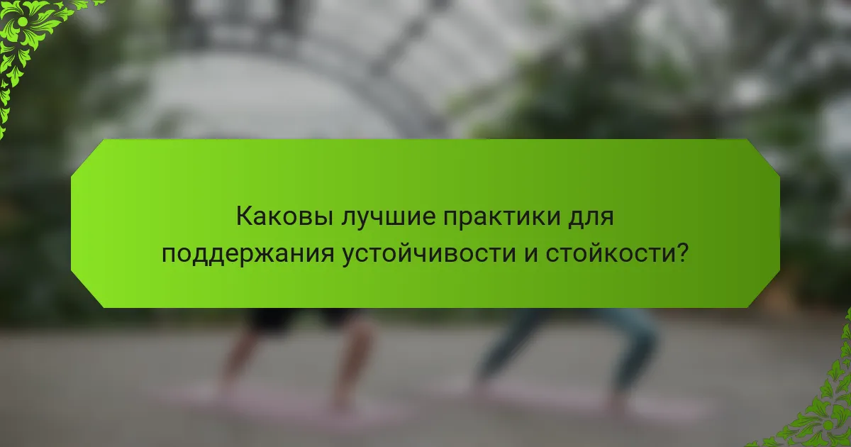 Каковы лучшие практики для поддержания устойчивости и стойкости?