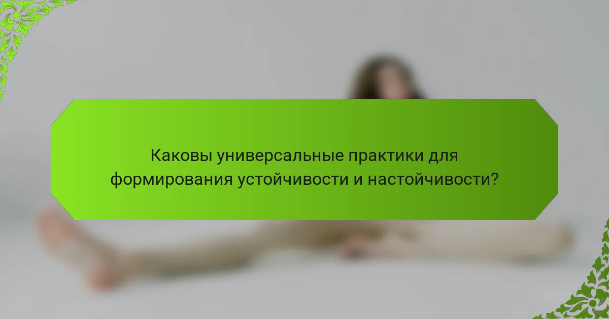 Каковы универсальные практики для формирования устойчивости и настойчивости?
