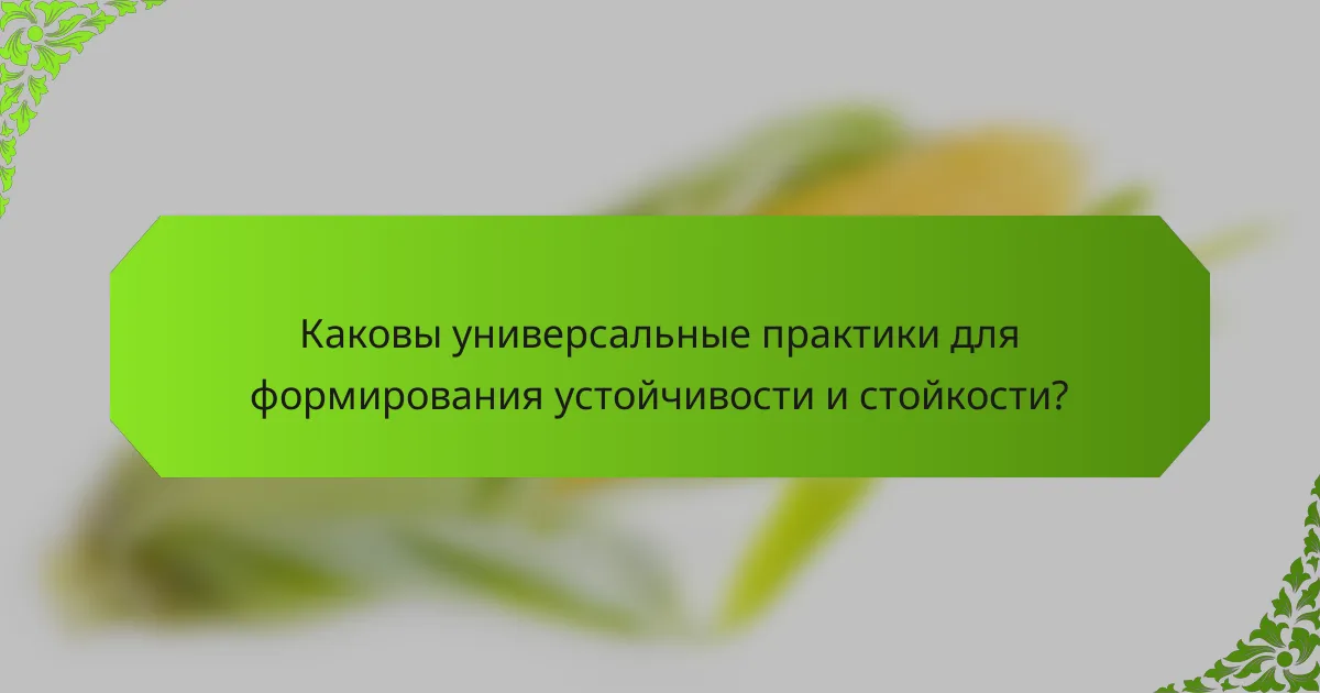 Каковы универсальные практики для формирования устойчивости и стойкости?