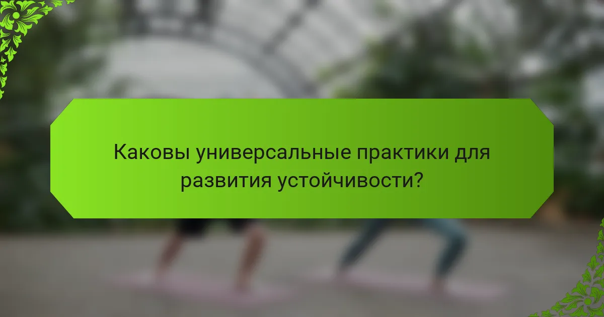 Каковы универсальные практики для развития устойчивости?