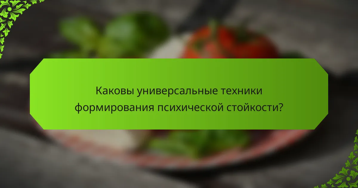 Каковы универсальные техники формирования психической стойкости?