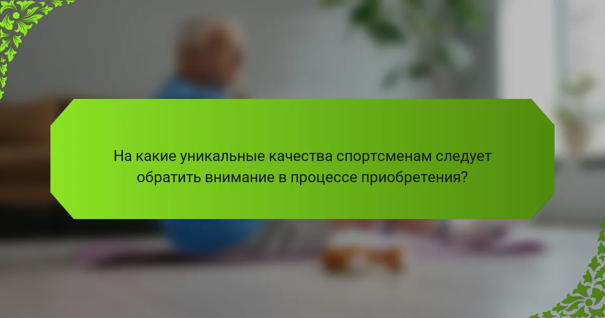 На какие уникальные качества спортсменам следует обратить внимание в процессе приобретения?